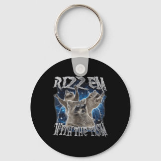 Rizz Em With The Tism Autistic Racoon Meme Funny  Key Ring