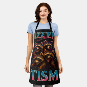 Rizz Em With The Tism Meme Autism Funny Racoon Apron