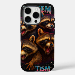 Rizz Em With The Tism Meme Autism Funny Racoon iPhone 16 Pro Case
