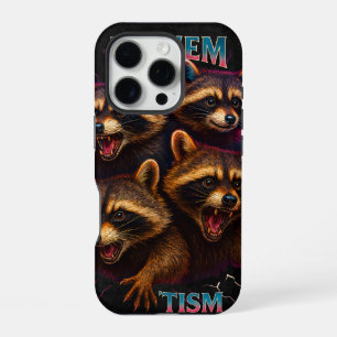 Rizz Em With The Tism Meme Autism Funny Racoon iPhone 16 Pro Case
