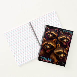 Rizz Em With The Tism Meme Autism Funny Racoon Notebook