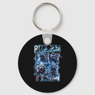 Rizz Em With The Tism Meme Autistic Racoon  Key Ring