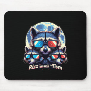 Rizz Em With The Tism Retro Vintage Racoon Meme A Mouse Mat