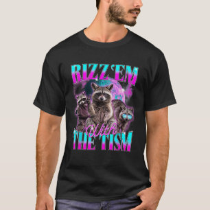 Rizz Em With The Tism Retro Vintage Racoon Meme T-Shirt