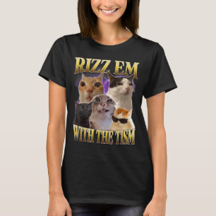 Rizz Em With The Tism Vintage Retro 90s Funny Cat T-Shirt