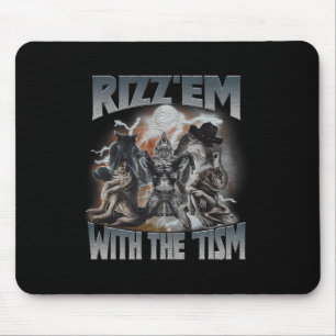Rizz Em With The Tism Vintage Wolf Autism Men Wome Mouse Mat