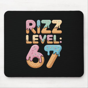 Rizz Level 67 Meme Shirt Ice Cream Drip Meme Six S Mouse Mat