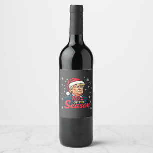 Rizz of The Season Funny Trump Christmas Santa Wine Label