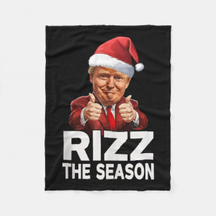 Rizz The Season Christmas Funny Trump Santa Pajama Fleece Blanket