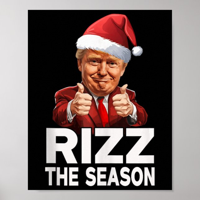 Rizz The Season Christmas Funny Trump Santa Pajama Poster (Front)
