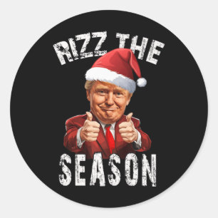 Rizz The Season Christmas Trump Santa Pajama Xmas Classic Round Sticker