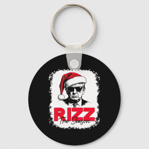Rizz The Season Cool Santa Trump Christmas Key Ring