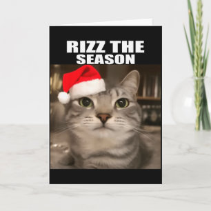 Rizz The Season Funny Christmas Pajamas Cat Meme B Card