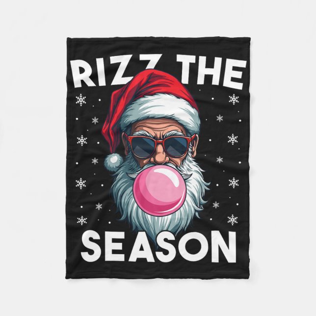Rizz The Season Funny Christmas Rizzmas Cool Santa Fleece Blanket (Front)