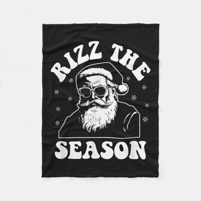 Rizz The Season Funny Christmas Rizzmas Santa Clau Fleece Blanket (Front)
