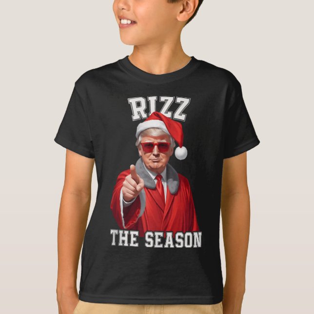 Rizz The Season Funny Trump Christmas Santa Claus  T-Shirt (Front)
