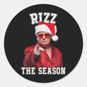 Rizz The Season Funny Trump Christmas Santa Pajama Classic Round Sticker