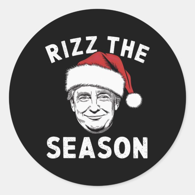Rizz The Season Funny Trump Santa Christmas  Classic Round Sticker (Front)