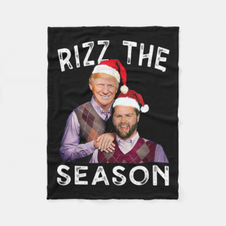 Rizz The Season Funny Trump Vance Christmas Santa  Fleece Blanket