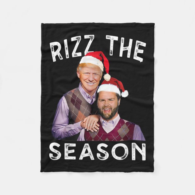 Rizz The Season Funny Trump Vance Christmas Santa  Fleece Blanket (Front)