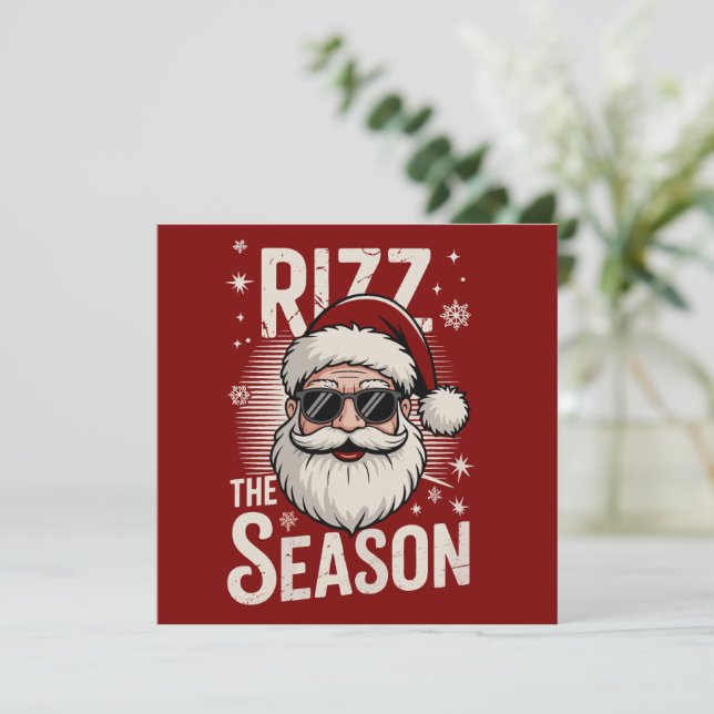 Rizz The Season Santa Claus Rizzmas Funny Xmas Holiday Card (Standing Front)