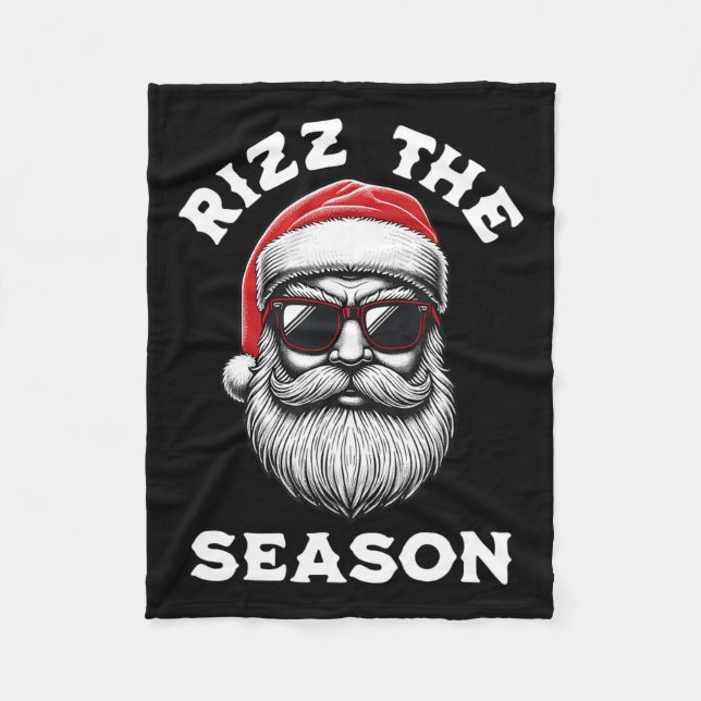 Rizz The Season Santa Merry Rizzmas Christmas Rizz Fleece Blanket (Front)