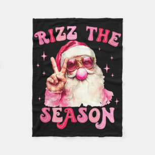 Rizz The Season Santa Pink Bubble Gum Rizzmas Chri Fleece Blanket