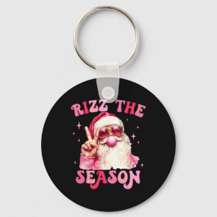 Rizz The Season Santa Pink Bubble Gum Rizzmas Chri Key Ring