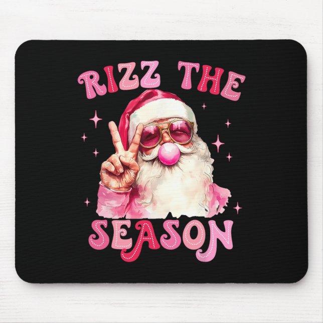 Rizz The Season Santa Pink Bubble Gum Rizzmas Chri Mouse Mat (Front)