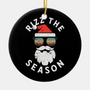 Rizz the Season Santa Retro Sunglasses Christmas Ceramic Tree Decoration