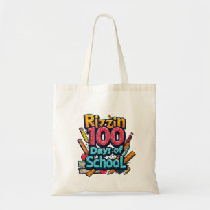 Rizzin 100 Days of School Gen Alpha Funny Tote Bag