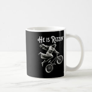 Rizzler Getting Air Funny Rizz He Is Rizzin Jesus Coffee Mug