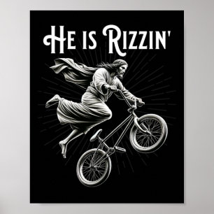 Rizzler Getting Air Funny Rizz He Is Rizzin Jesus Poster
