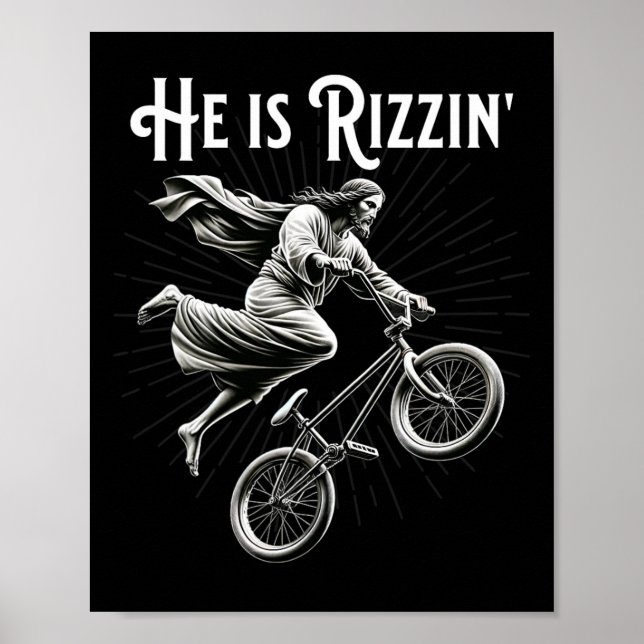 Rizzler Getting Air Funny Rizz He Is Rizzin Jesus  Poster (Front)