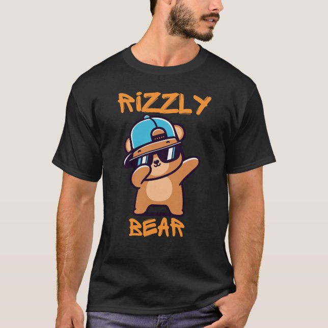 Rizzly Bear Cool Bear with sunglasses T-Shirt (Front)