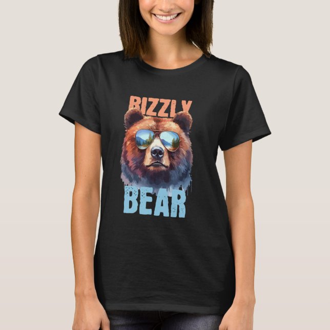 Rizzly Bear Cool Grizzly Bear Wearing Sunglasses F T-Shirt (Front)