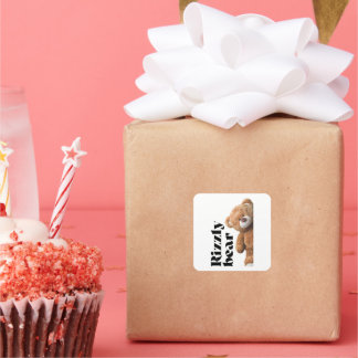 Rizzly cute teddy bear design funny quote square sticker