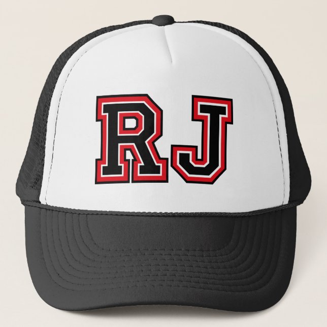 'RJ' Monogram Trucker Hat (Front)