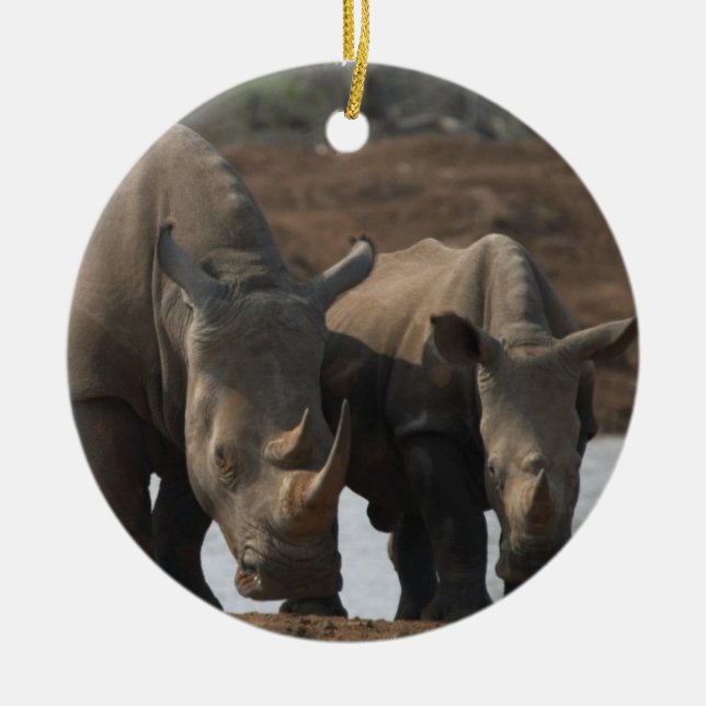 Rlack Rhinos Ornament (Front)