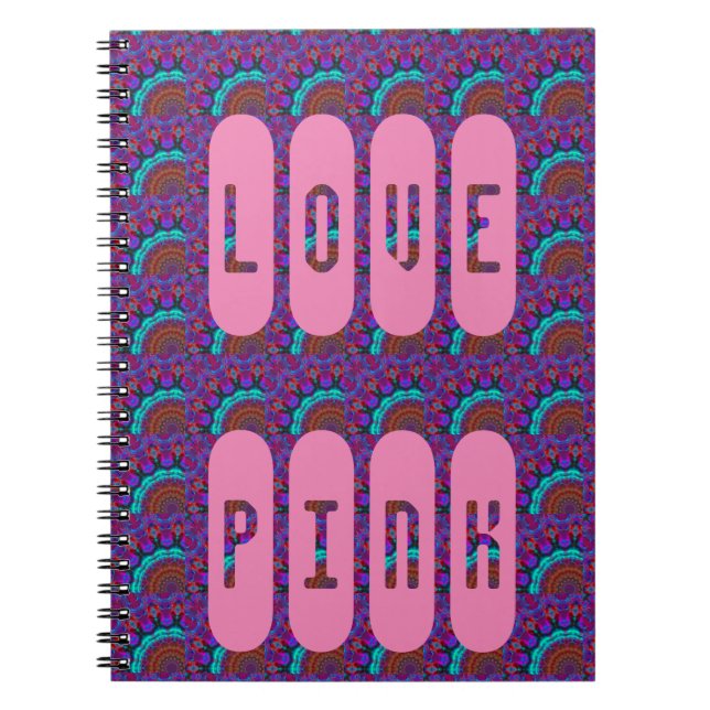 rmdesignflo55 LOVE PINK MANDALA LIGHT BLUE Notebook (Front)
