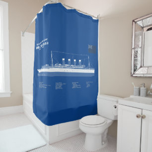 RMS Lusitania - Ship Blueprint Plans ABD Shower Curtain