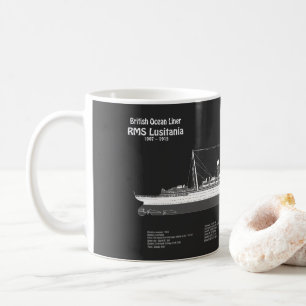 RMS Lusitania - Ship Blueprint Plans PBD Coffee Mug