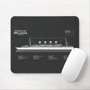 RMS Lusitania - Ship Blueprint Plans PBD Mouse Mat