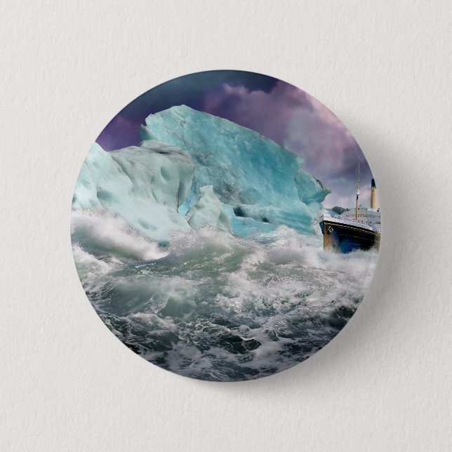 RMS Titanic and Iceberg Painting 6 Cm Round Badge (Front)