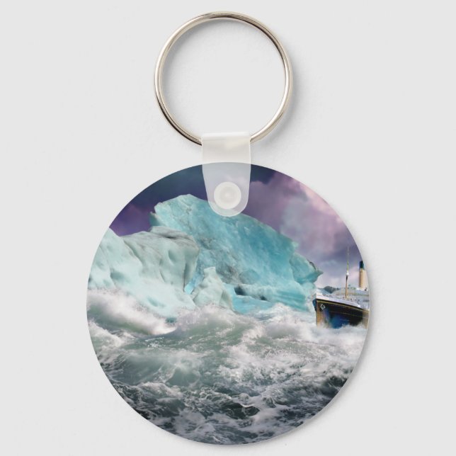 RMS Titanic and Iceberg Painting Key Ring (Front)
