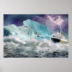 RMS Titanic and Iceberg Painting  Poster