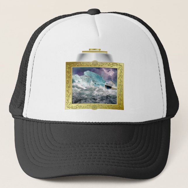 RMS Titanic and Iceberg Painting Trucker Hat (Front)