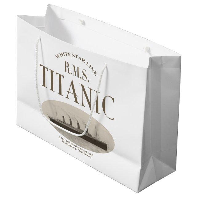 RMS Titanic Ghost Ship Sepia Large Gift Bag White (Front Angled)