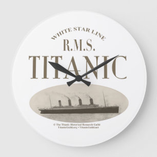 RMS Titanic Ghost Ship Sepia/White Clock
