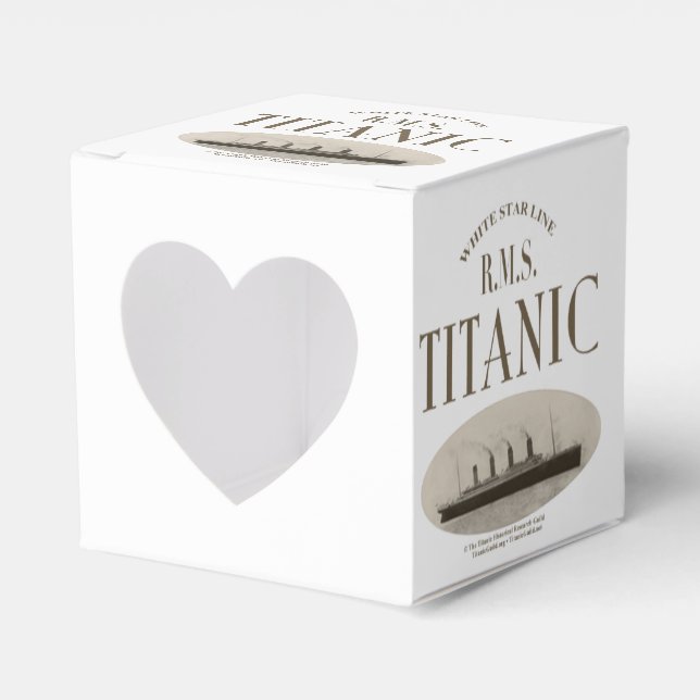 RMS Titanic Ghost Ship Sepia White Heart Favour Bo Box (Front Side)